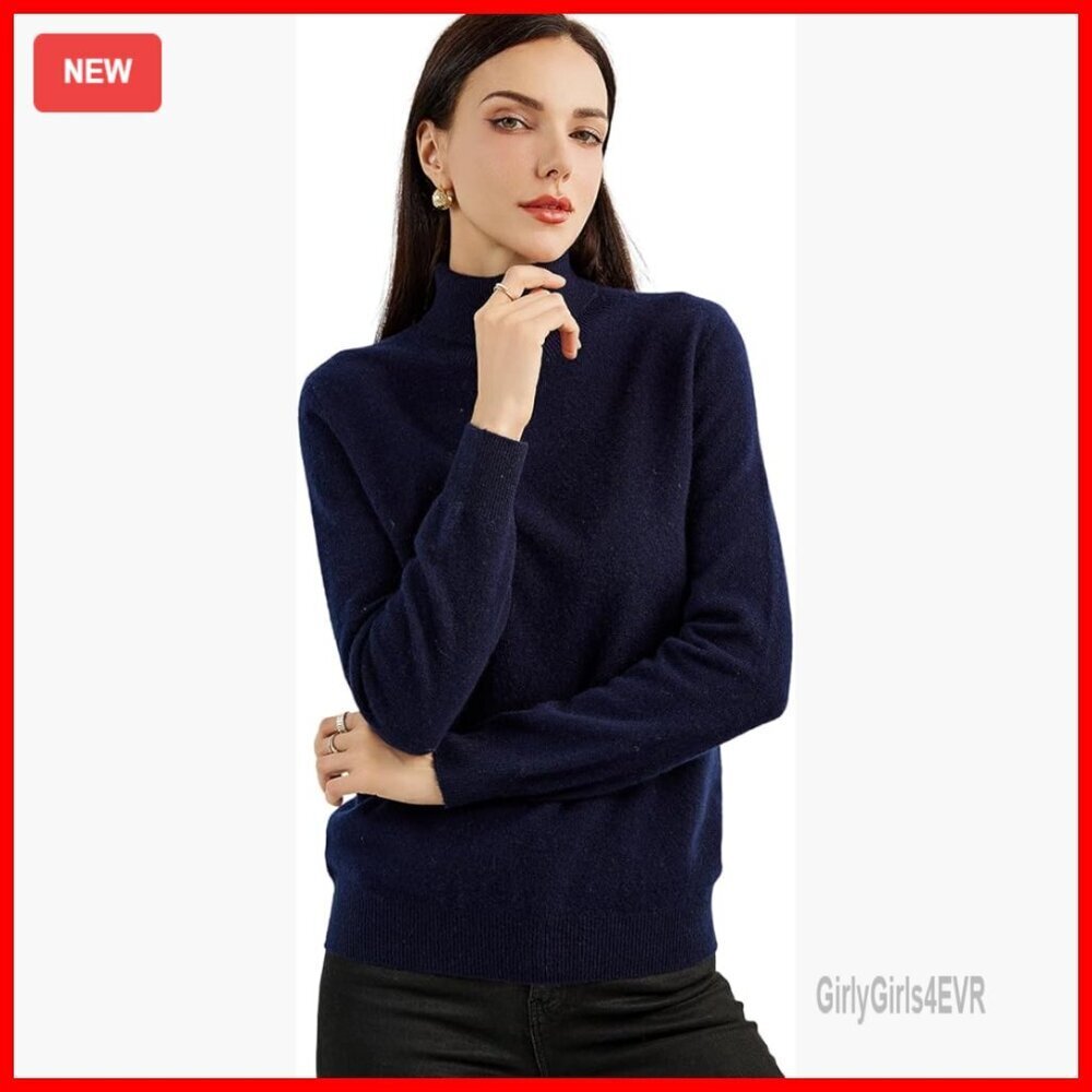 100% Pure Cashmere Turtleneck Sweater Long Sleeve Pullover Warm Soft Knit